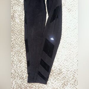 Alo Yoga Pants S M Cutout Skinny Black Leggings Full Length High Waisted RARE